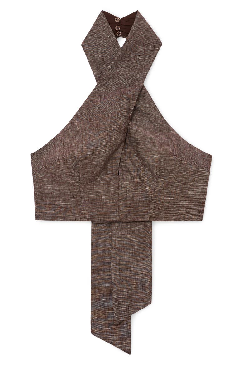 Serena Linen Halter Cover-Up Top, Alternate, color, TAUPE BROWN