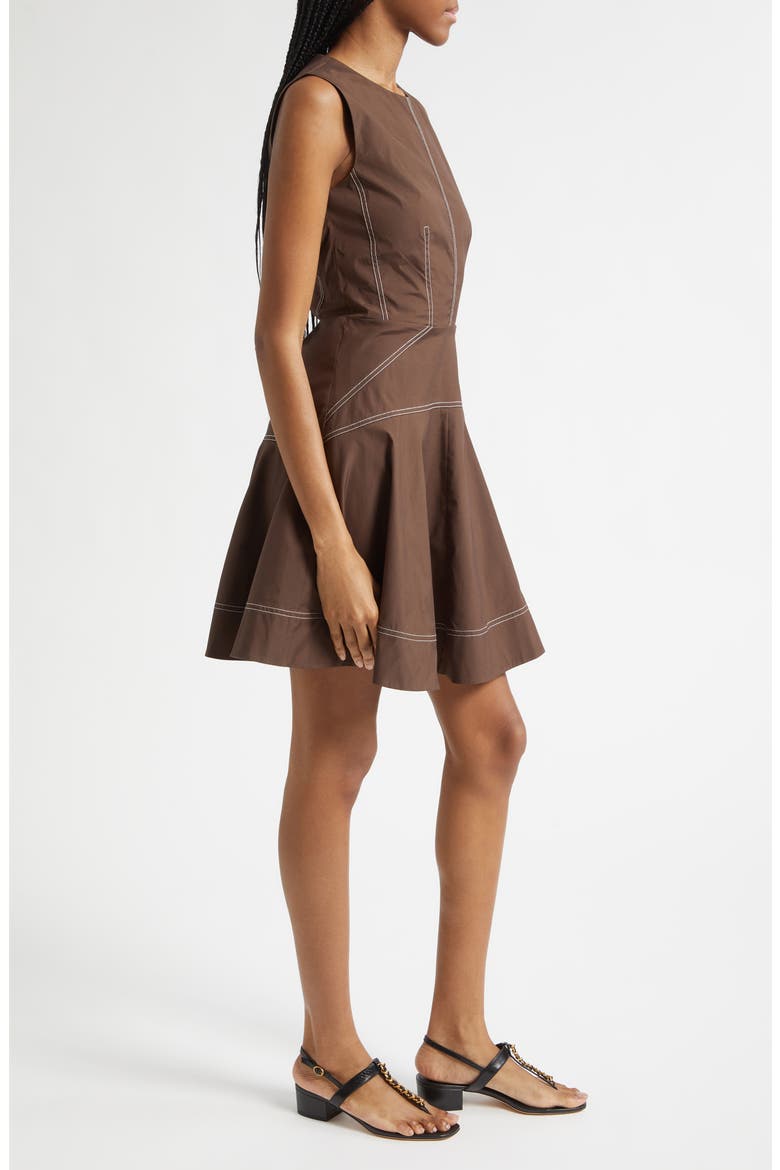 Karrigan Sleeveless Stretch Cotton Minidress, Alternate, color, DARK MOCHA