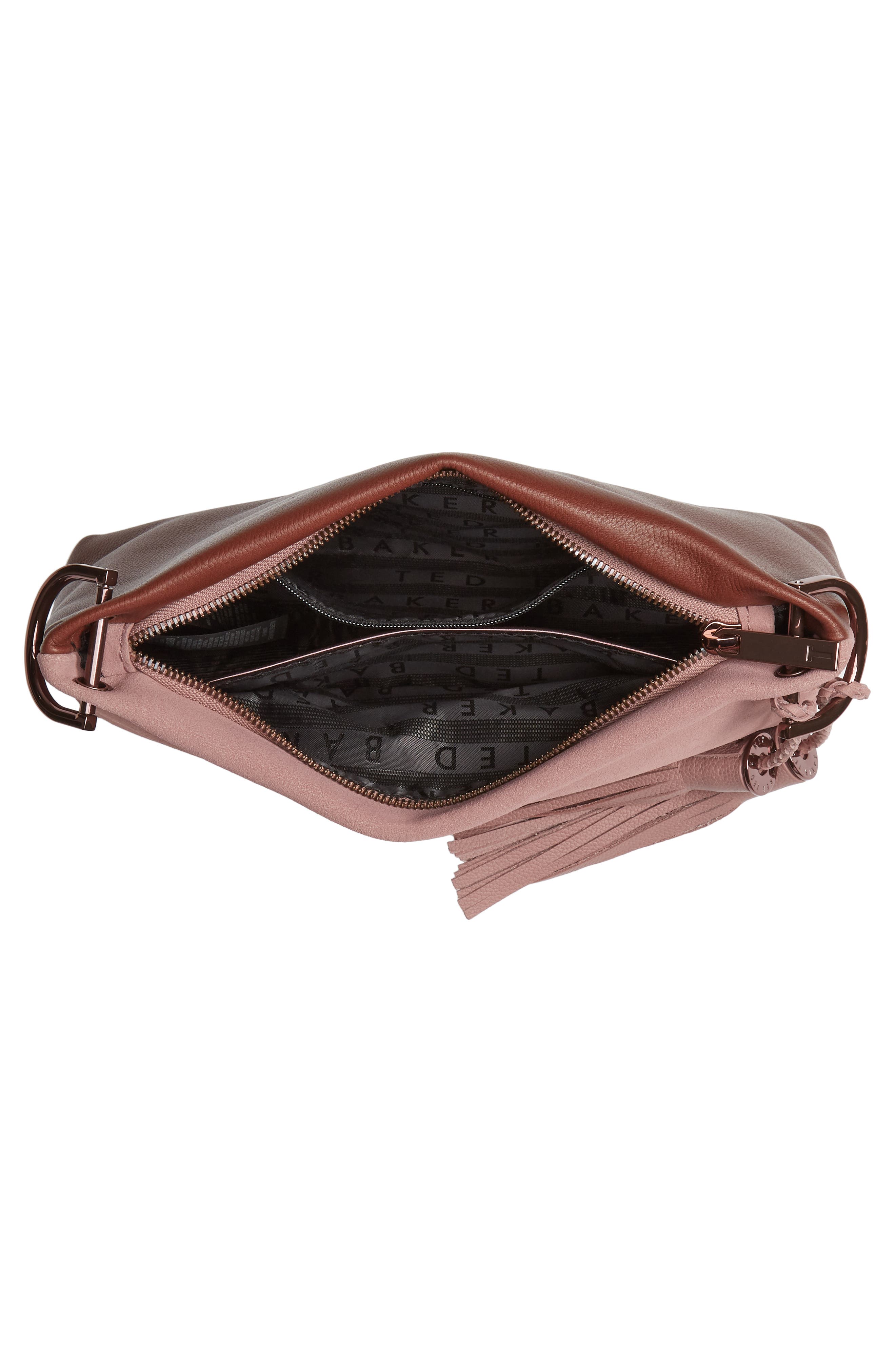 TED BAKER LONDON Demetra Tassel Leather Crossbody Bag, Alternate, color, 