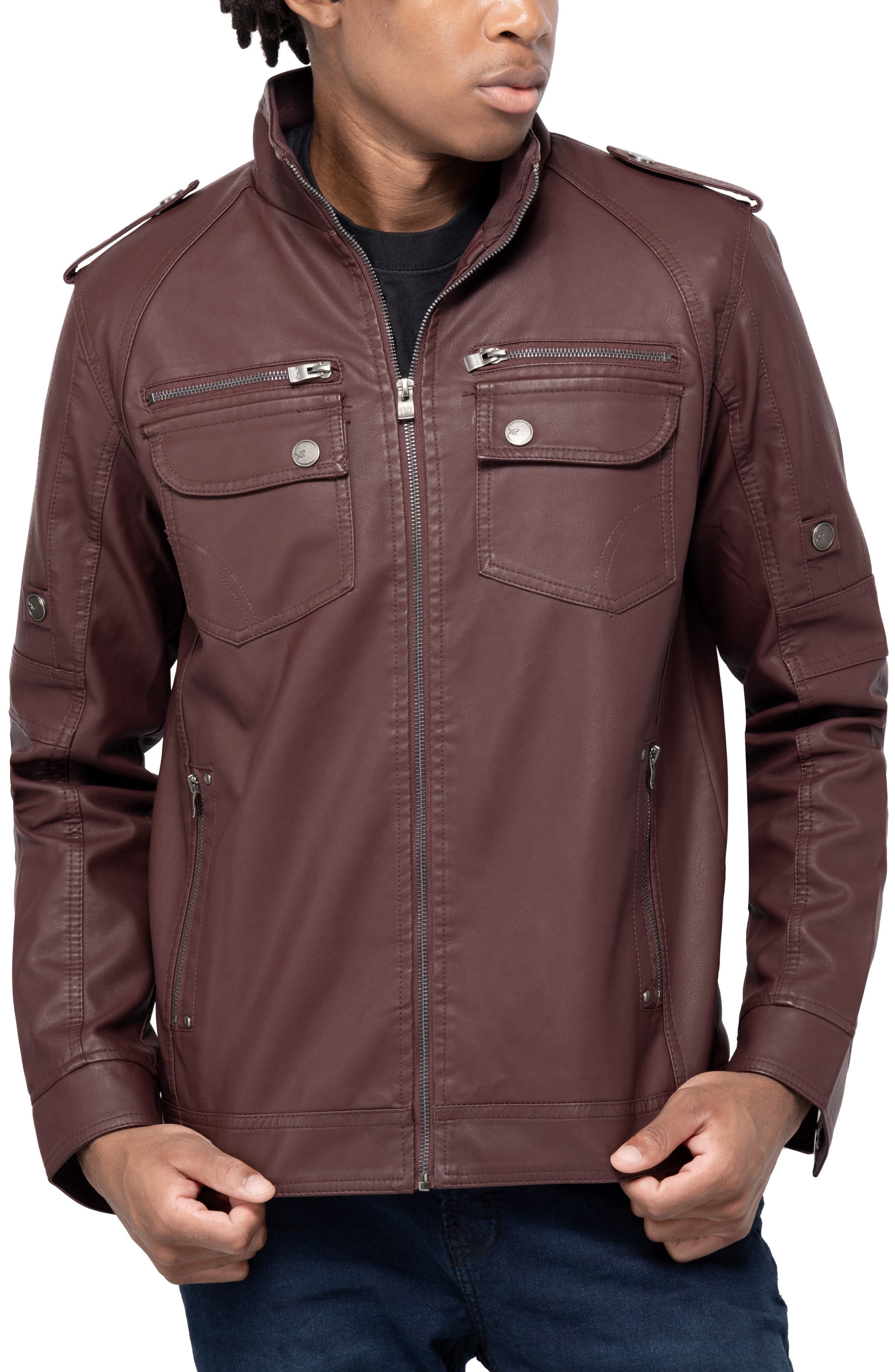 XRAY Faux Leather Utility Jacket