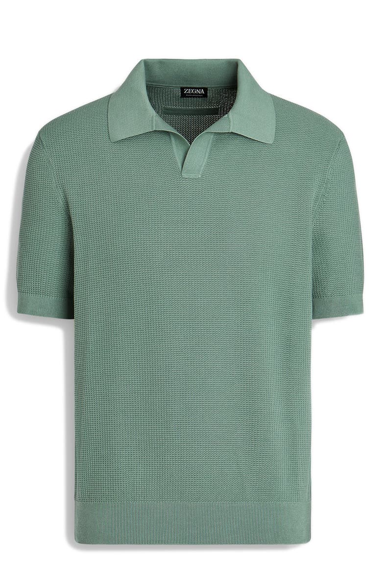 ZEGNA Waffle Stitch Premium Cotton Polo Sweater, Alternate, color, 
