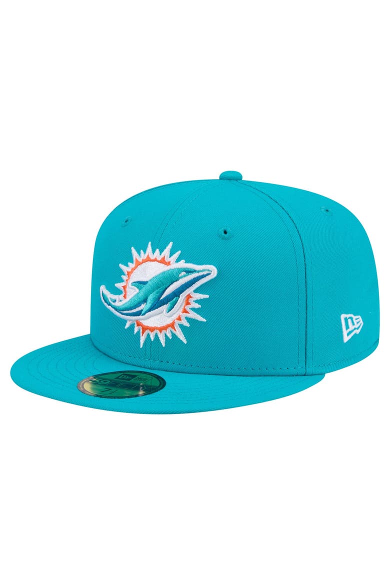 Men's New Era Aqua Miami Dolphins 59FIFTY Fitted Hat, Main, color, Aqua
