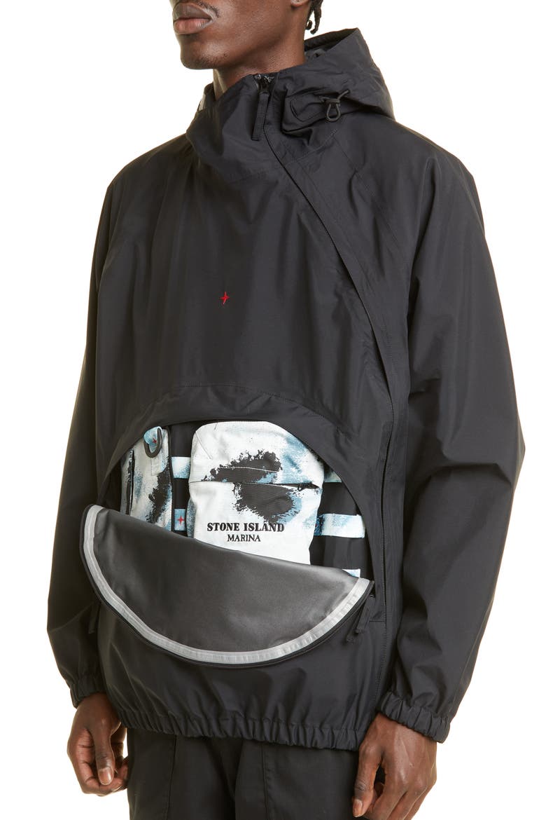 Marina Waterproof Gore-Tex® Hooded Jacket, Alternate, color, BLACK
