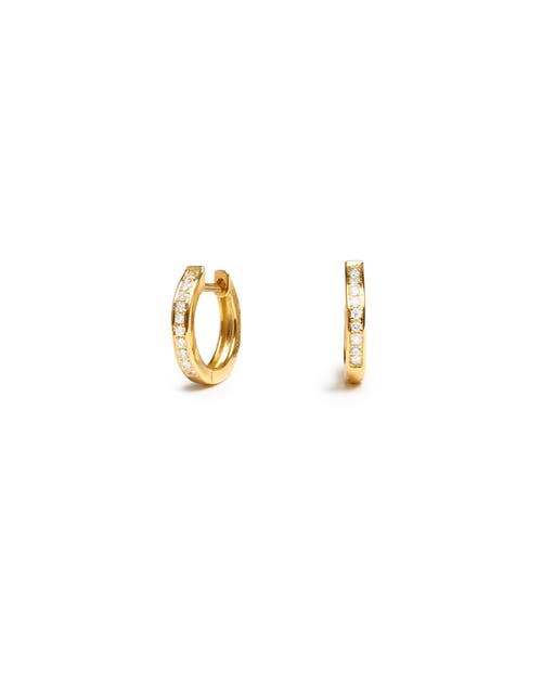 Zarux Delicate Diamond Huggies In Gold