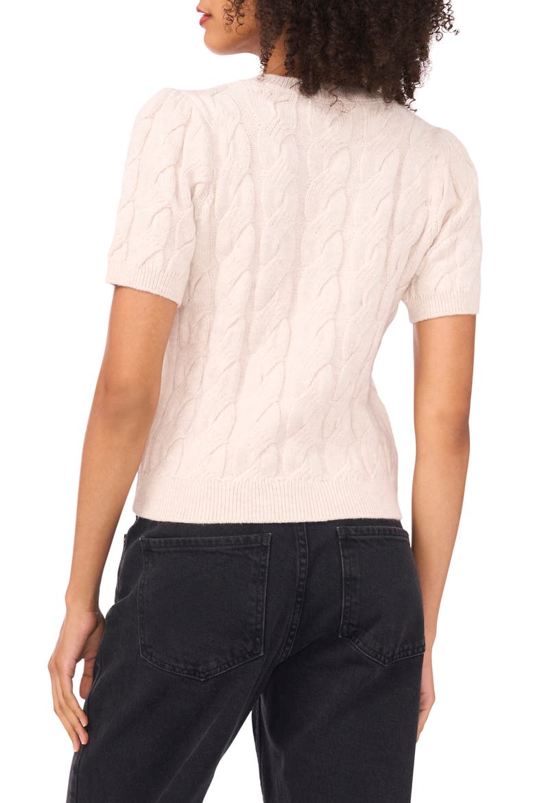 Cable Knit Puff Sleeve Sweater, Alternate, color, SUGAR