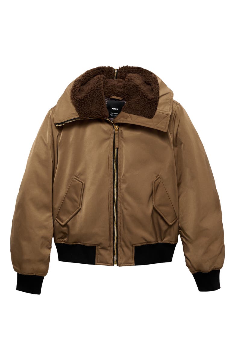MANGO Fleece Lined Bomber Jacket, Alternate, color, 