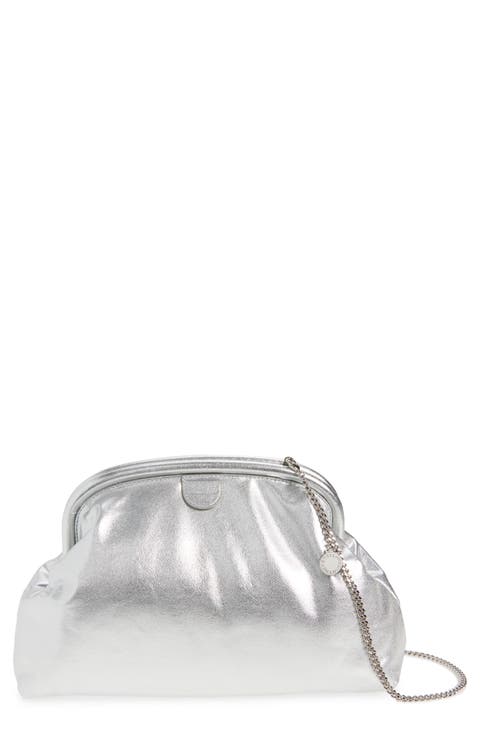 Falabella Padded Metallic Soft Clutch with Chain