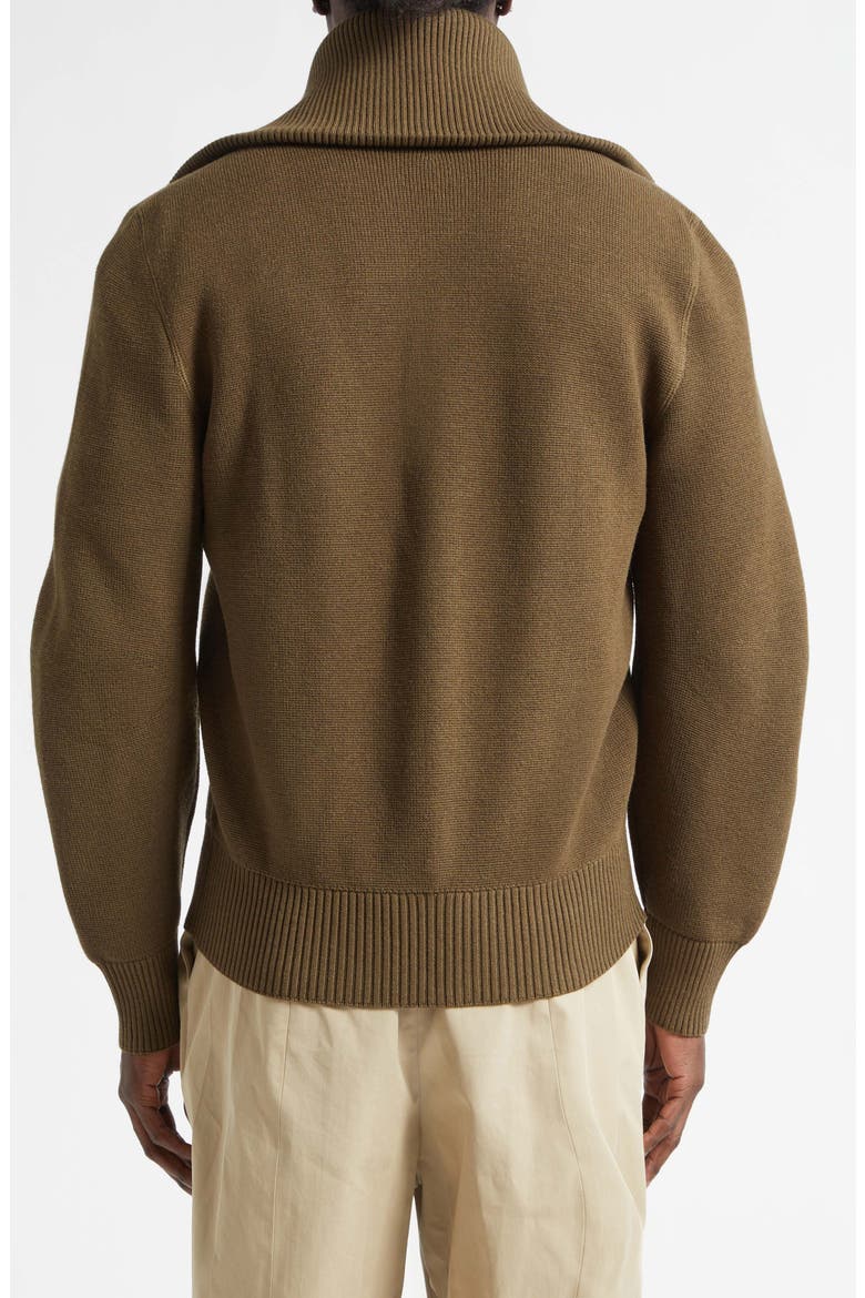 Wool & Cotton Double Knit Zip Cardigan, Alternate, color, 2637 DARK MOSS