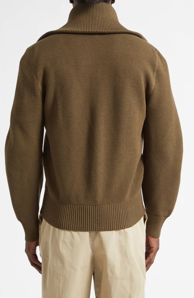 Bottega Veneta Wool & Cotton Double Knit Zip Cardigan, Alternate, color, 2637 Dark Moss