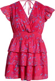 SUGARLIPS Delina Floral Gerry Puff Sleeve Cotton Minidress