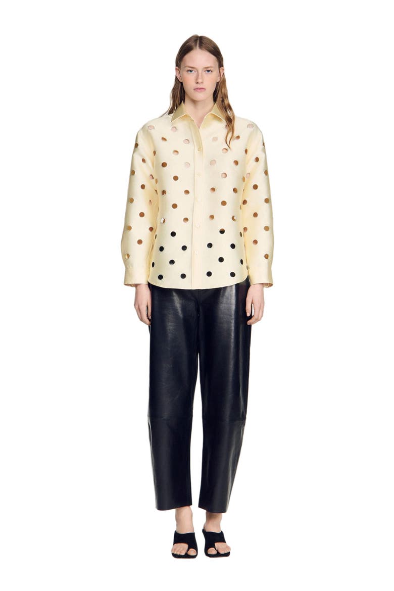Openwork rhinestone shirt, Alternate, color, Vanilla