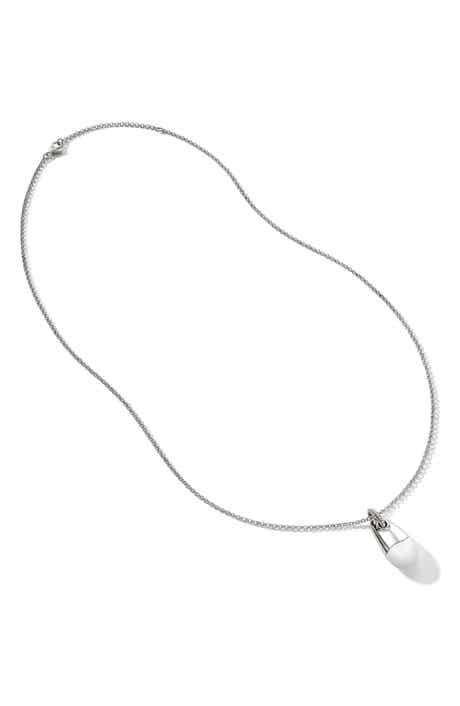 John Hardy Pebble Silver Diamond Pavé (0.04ct.) Pendant on 2mm Rolo Chain Necklace with Enamel