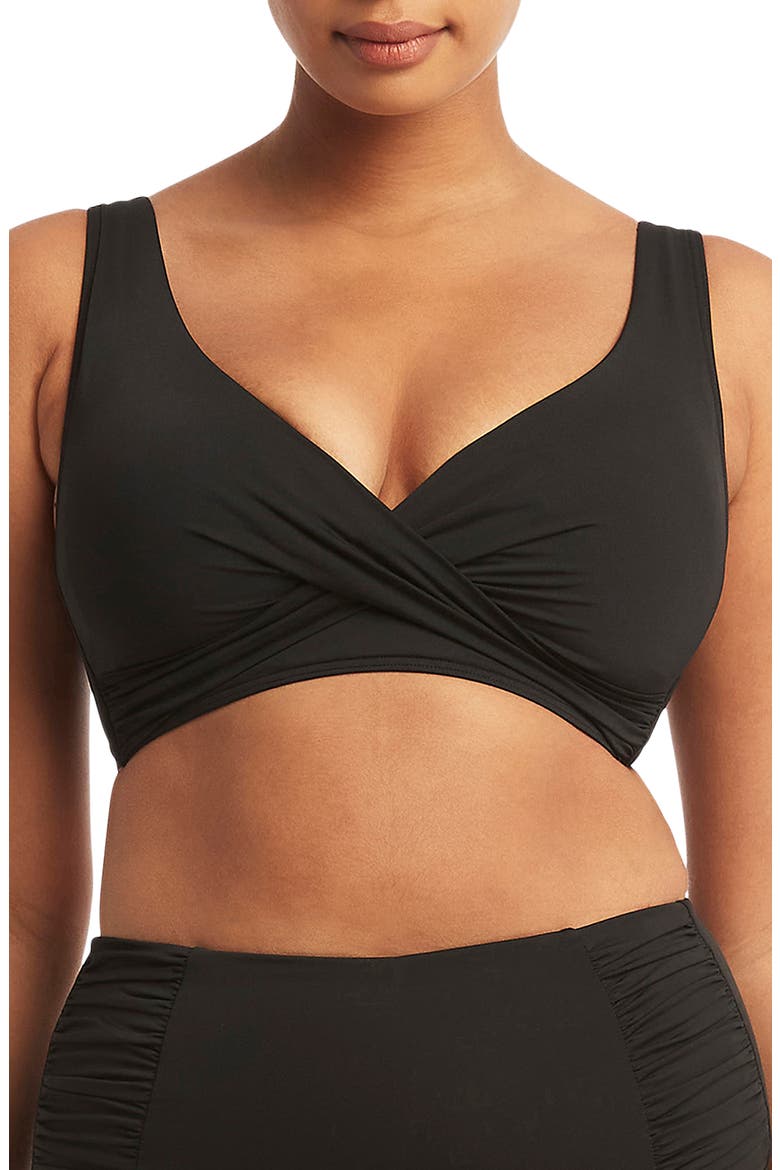 Cross Front Multifit Bikini Top, Main, color, BLACK