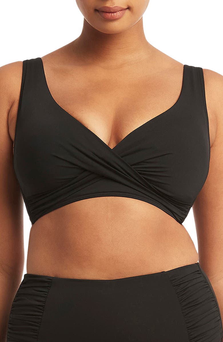 Sea Level Cross Front Multifit Bikini Top, Main, color, 