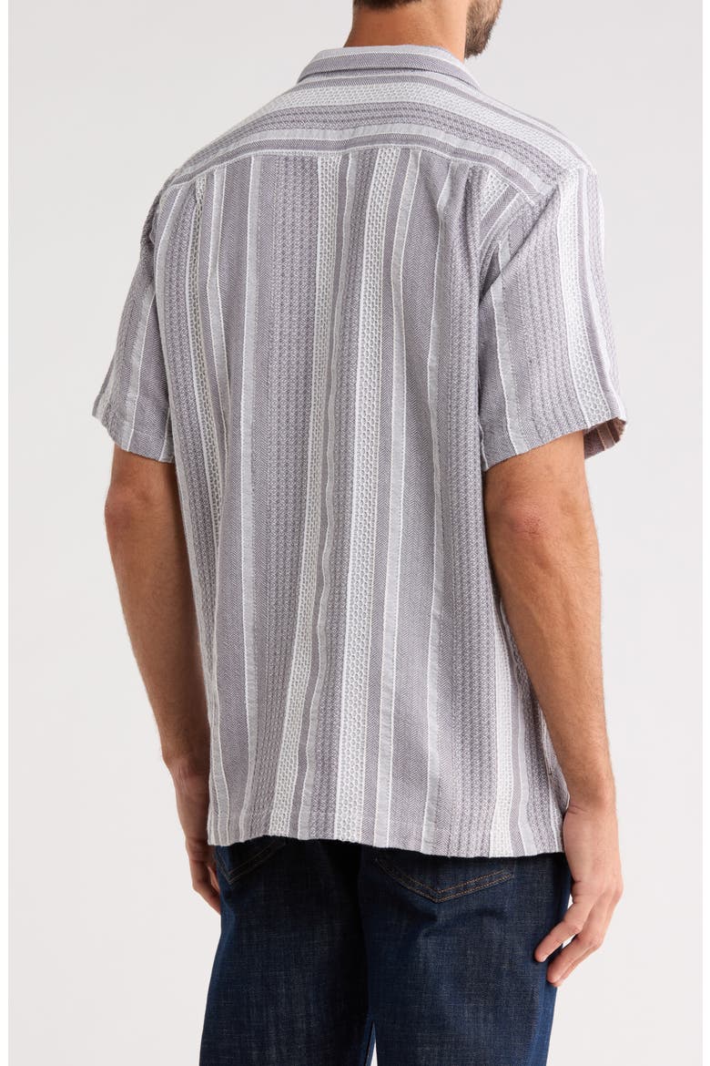 Milano Textured Stripe Cotton Camp Shirt, Alternate, color, NIGHT CAP