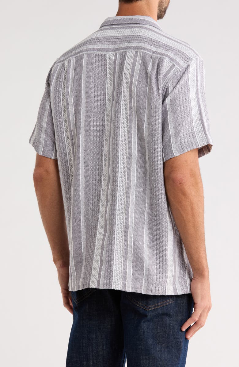 Tommy Bahama Milano Textured Stripe Cotton Camp Shirt, Alternate, color, Night Cap