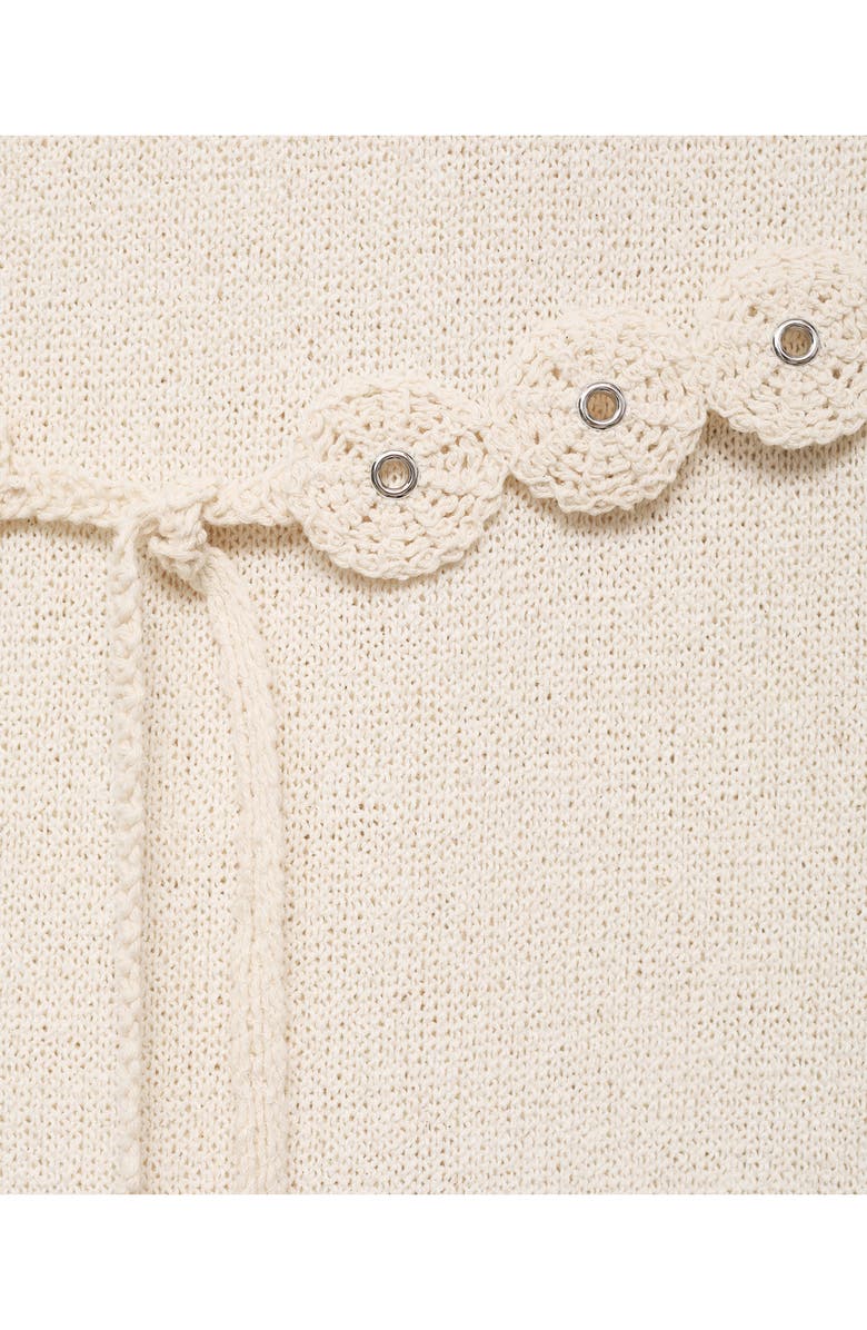 MANGO Belted Knit Maxi Dress, Alternate, color, Ecru