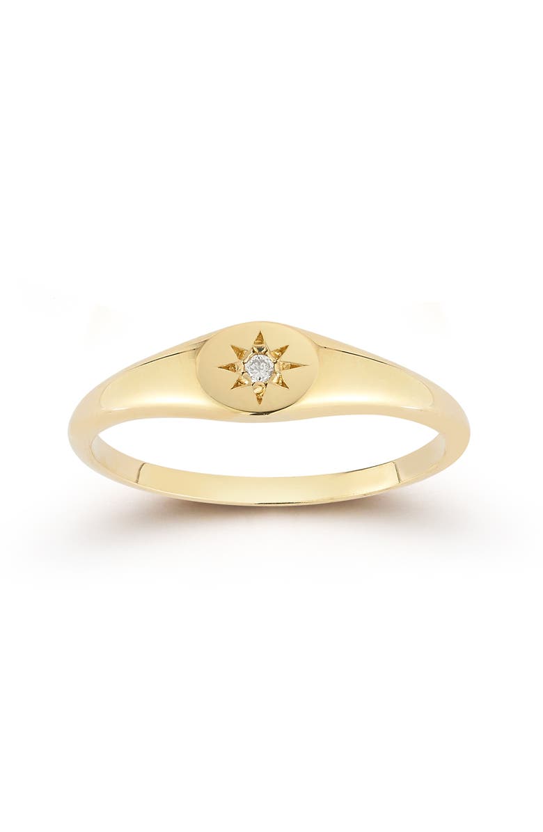 Ember Fine Jewelry 14K Gold Diamond Signet Ring, Main, color, Bright Gold
