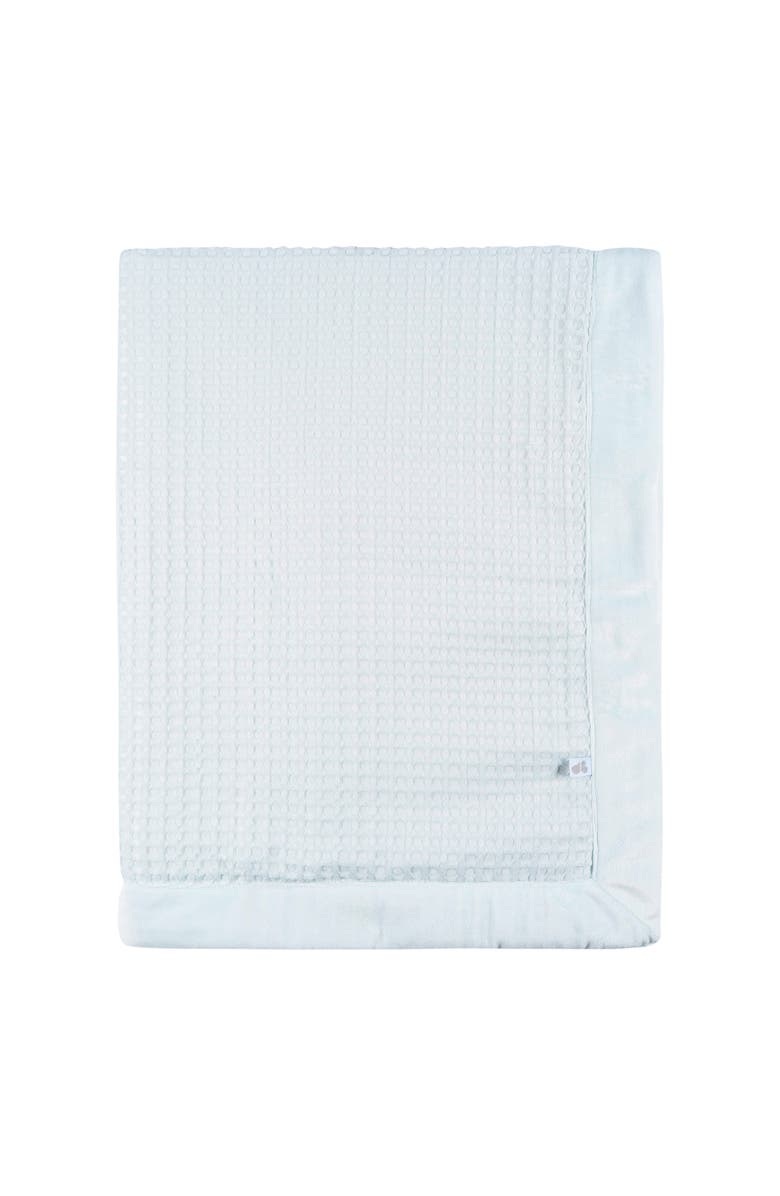 Just Born Blue Waffle Plush Blanket, Alternate, color, Baby Blue