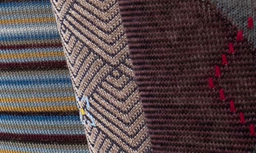 Lorenzo Uomo Assorted 3-pack Crew Socks In Brown