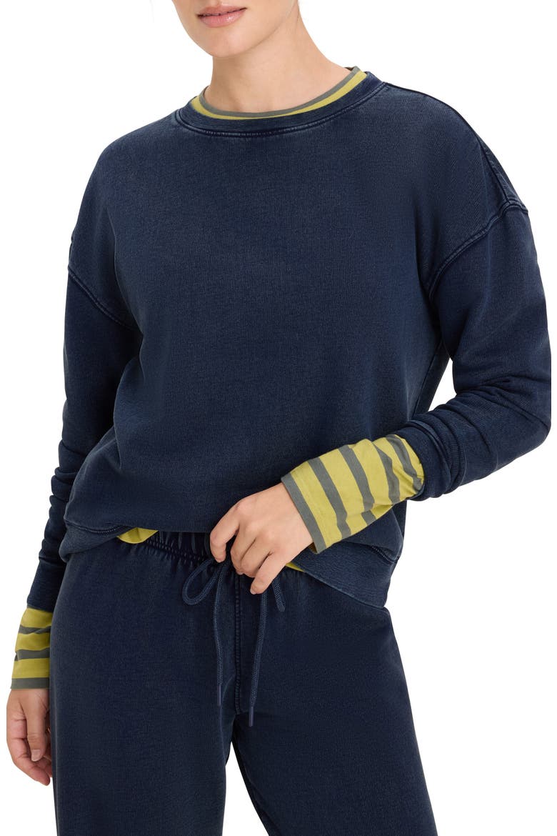 Cotton Terry Crewneck Sweatshirt, Main, color, DARK INDIGO