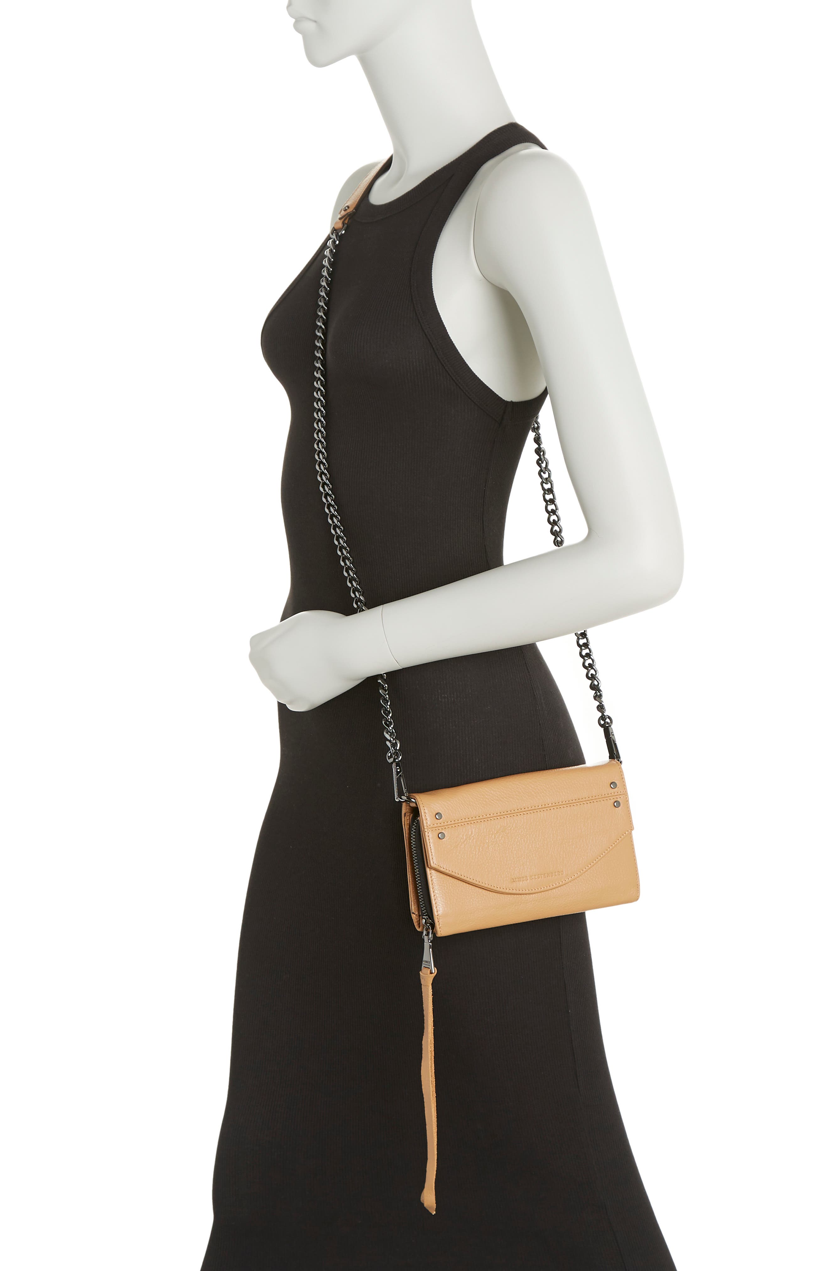 Delancey Leather Chain Wallet Crossbody, Alternate, color, VACHETTA