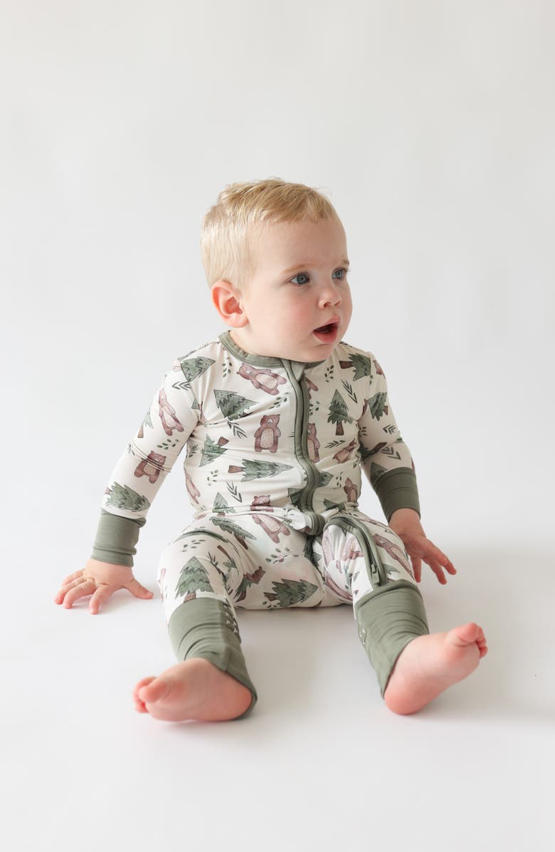 Posh Peanut Beary Fitted Convertible Footie Pajamas, Alternate, color, 