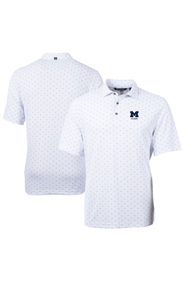 Cutter & Buck Men's Cutter & Buck  White Michigan Wolverines Alumni Logo Virtue Eco Pique Tile Print Recycled Polo, Main, color, 