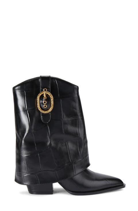 Foldover Pointed Toe Bootie (Women)