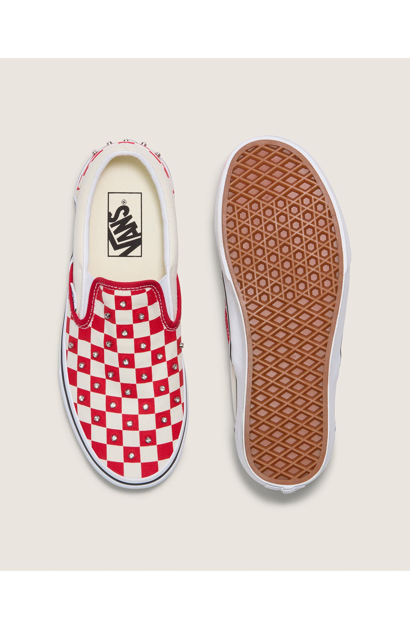 Classic Slip-On Sneaker, Alternate, color, RHINESTONE RACING RED