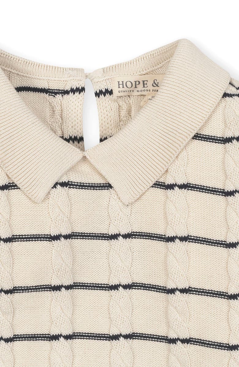 Hope & Henry Kids' Organic Long Sleeve Peter Pan Collar Sweater Dress, Alternate, color, Ivory Cable Breton Stripe