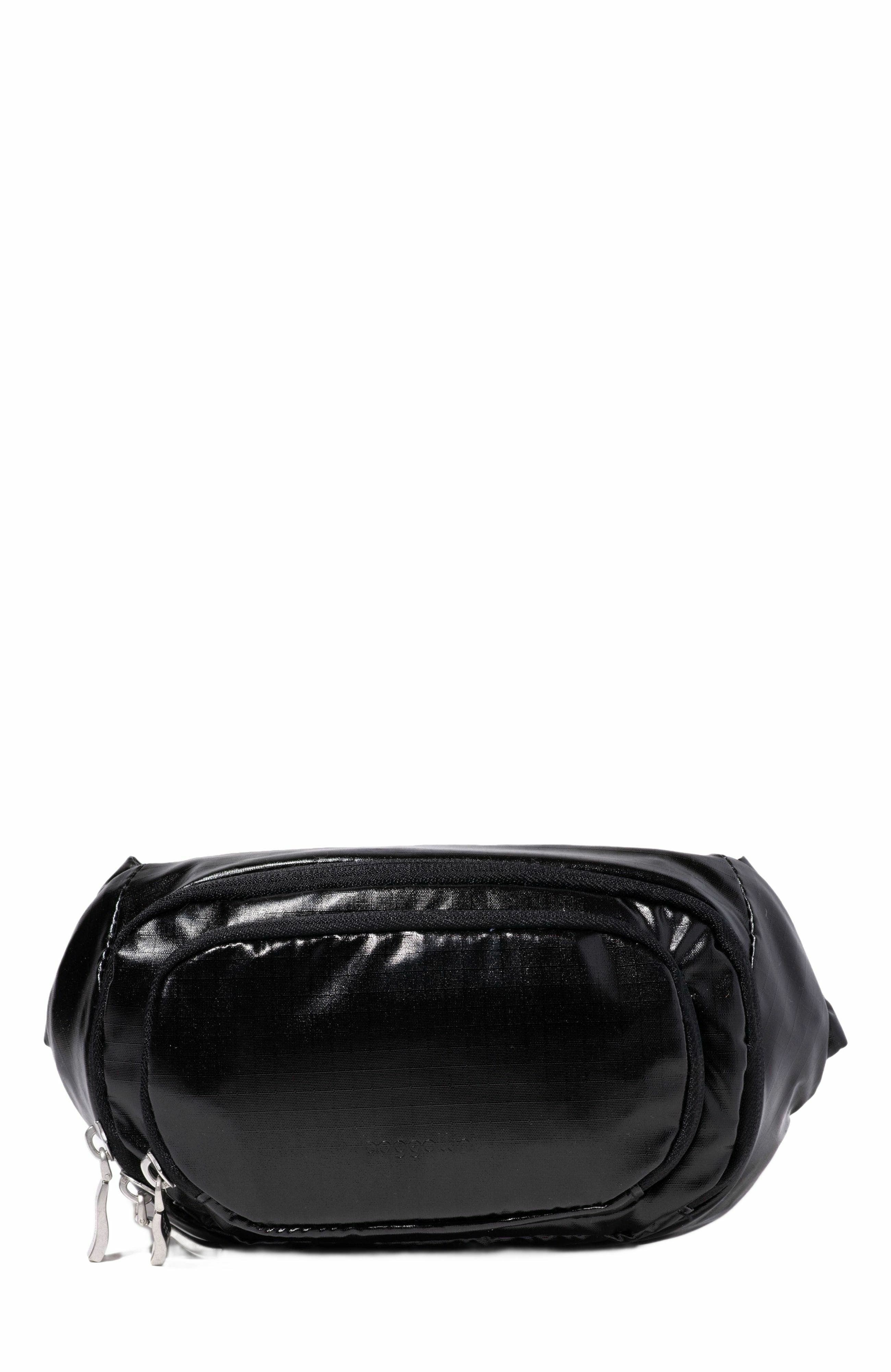 BAGGALLINI On the Go Belt Bag Waist Pack, Main, color, Black Gloss Ripstop