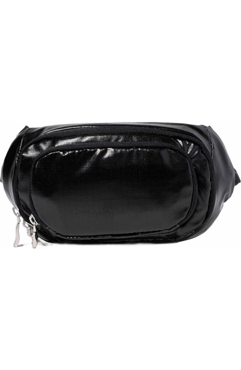 BAGGALLINI On the Go Belt Bag Waist Pack, Main, color, Black Gloss Ripstop