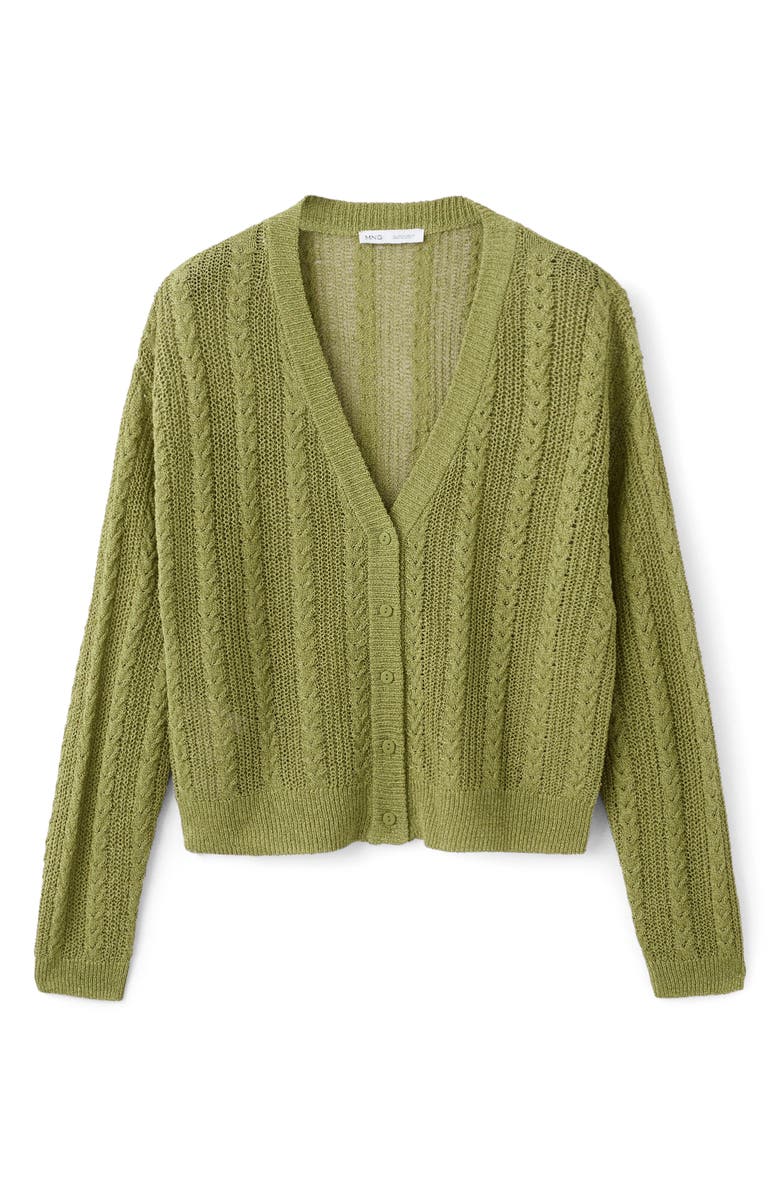 MANGO Braided Cardigan, Alternate, color, Green