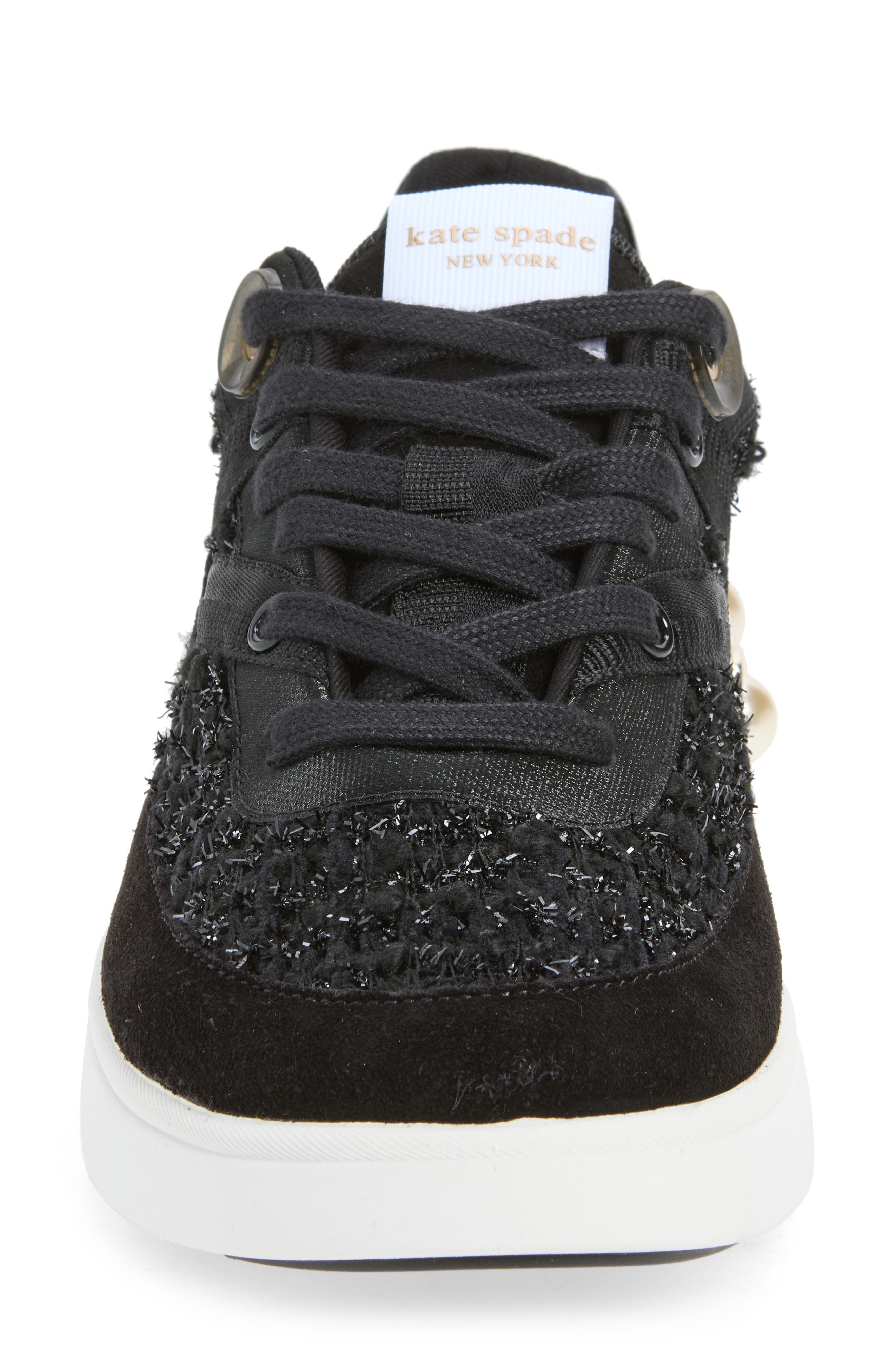 cayman faux pearl sneaker, Alternate, color, BLACK