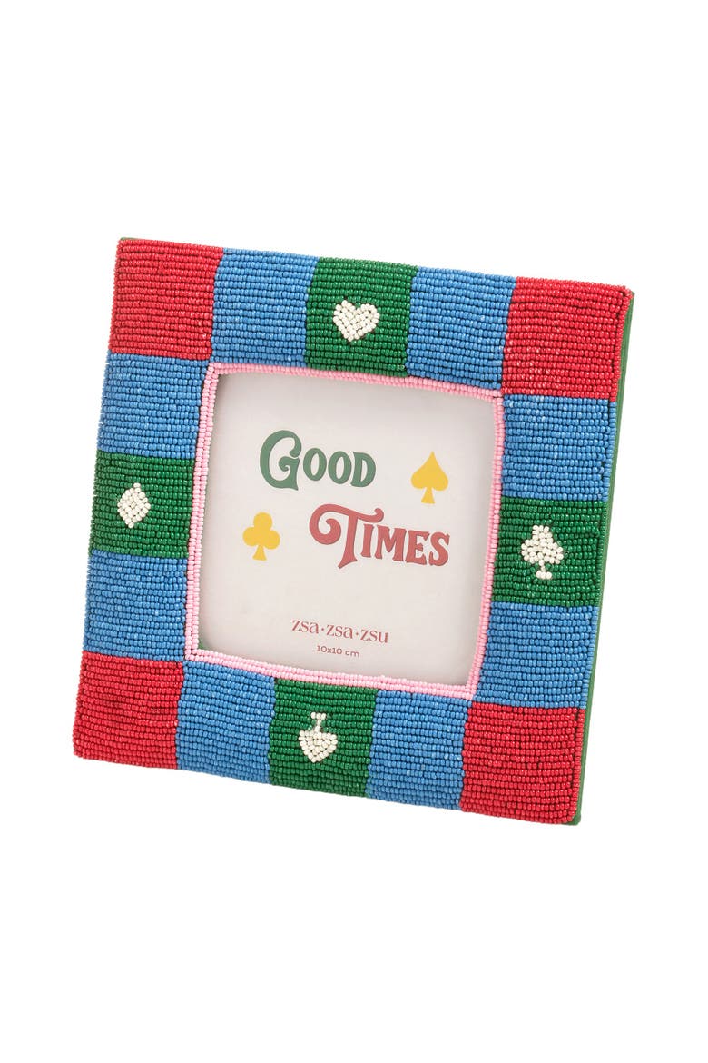 Dadri Decorative  Beaded Colorful Frame 7X7 In, Main, color, Blue