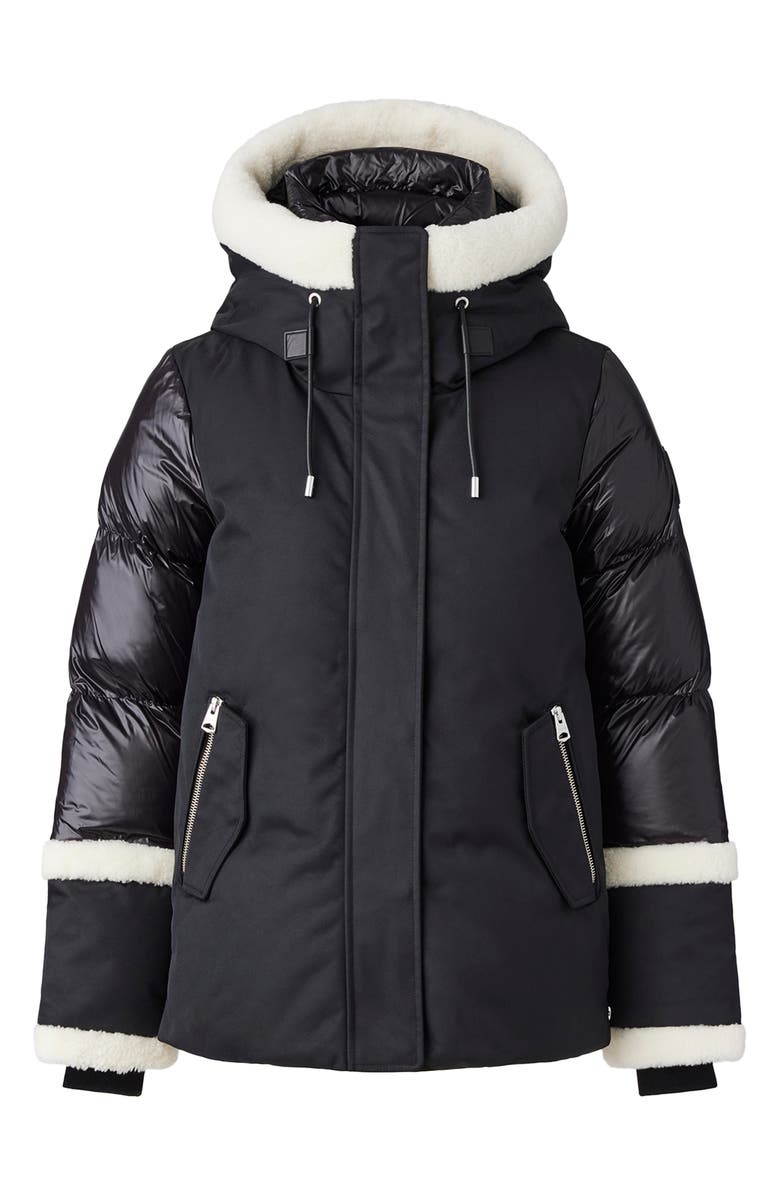 Mackage Cyrah Water Repellent 800 Fill Power Down Puffer Jacket with Genuine Shearling Trim, Alternate, color, 