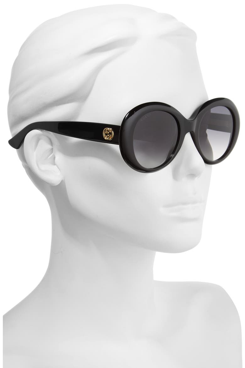 51mm Gradient Lens Round Sunglasses, Alternate, color, BLACK/ GREY POLAR