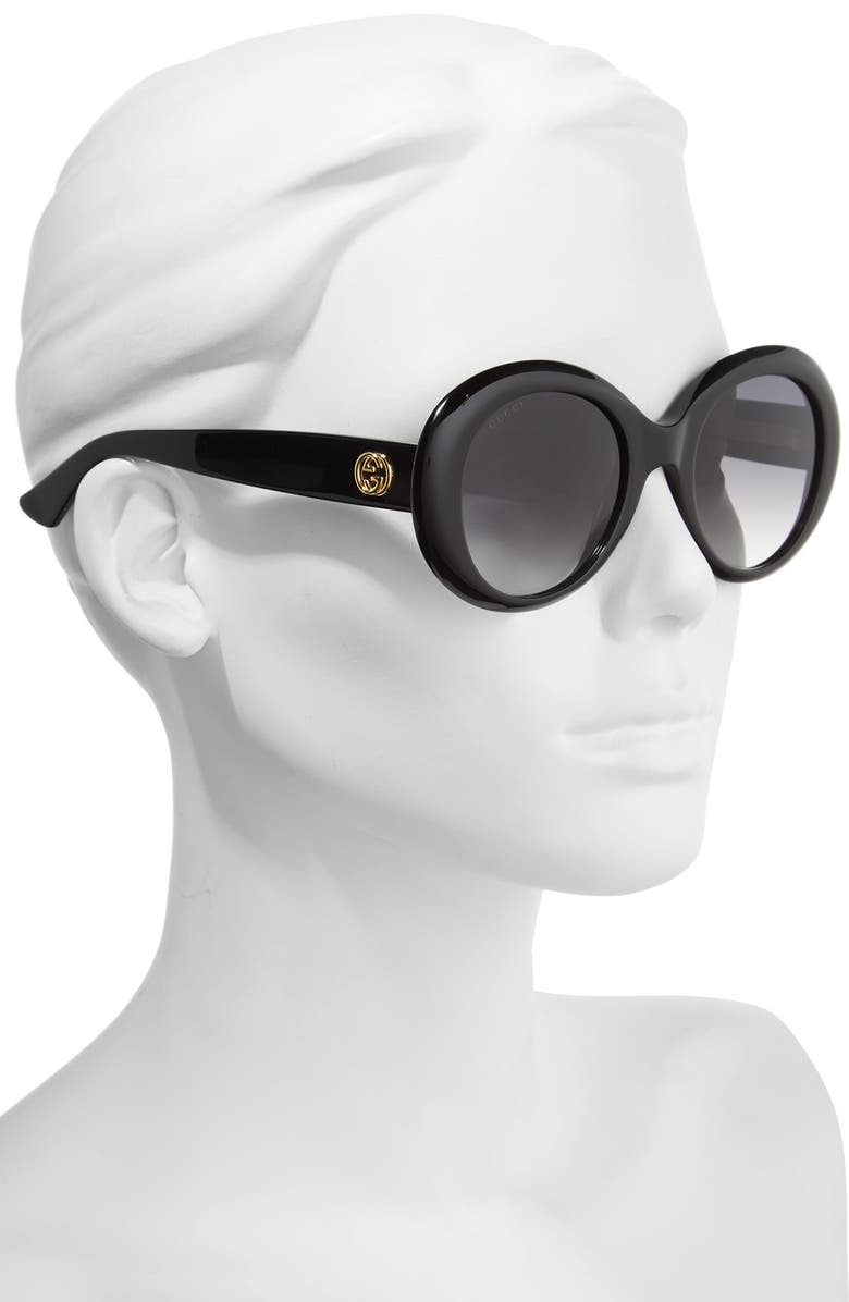 Gucci 51mm Gradient Lens Round Sunglasses, Alternate, color,