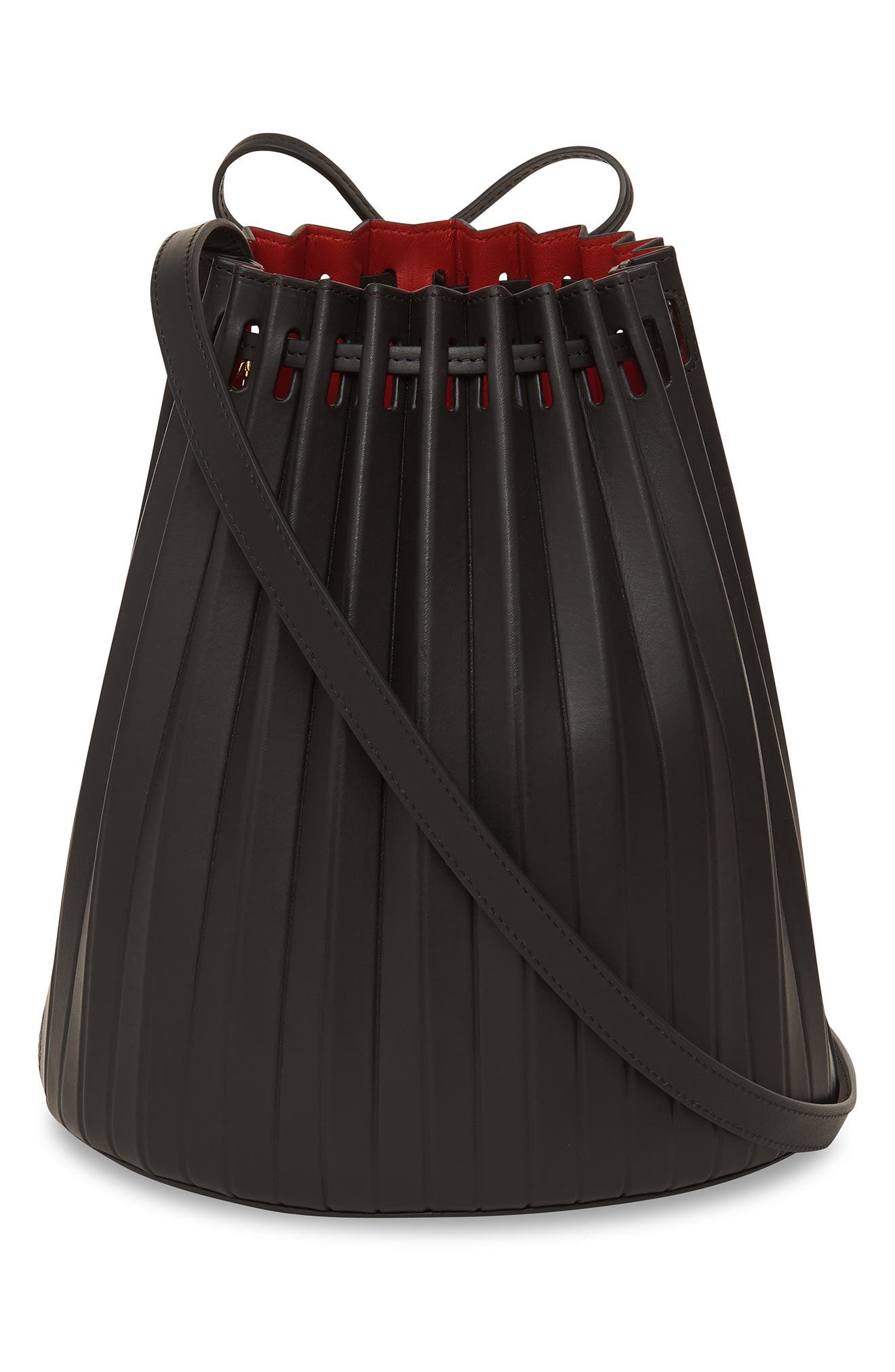 Mansur Gavriel Pleated Leather Bucket Bag, Alternate, color, 