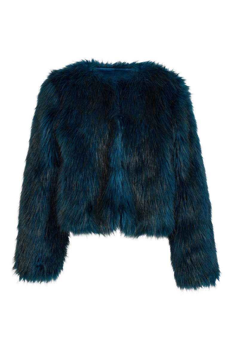 Happy Hour Faux Fur Jacket, Alternate, color, OCEAN