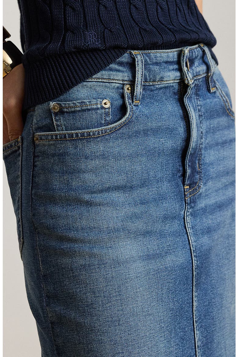 Midi Denim Pencil Skirt, Alternate, color, ATLANTIC BLUE WASH