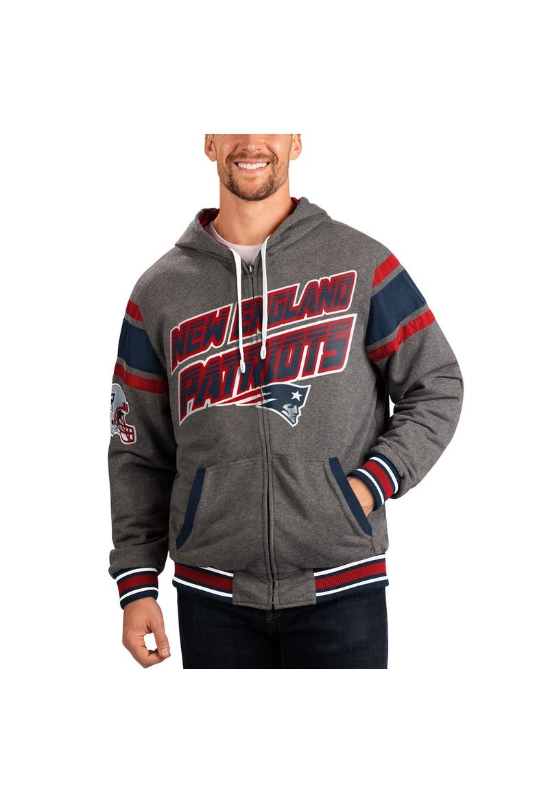 Men's G-III Sports by Carl Banks Navy/Gray New England Patriots Extreme Full Back Reversible Hoodie Full-Zip Jacket, Alternate, color, Navy