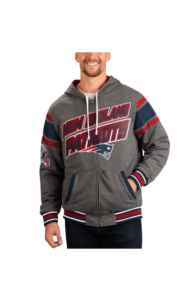 G-III SPORTS BY CARL BANKS Men's G-III Sports by Carl Banks Navy/Gray New England Patriots Extreme Full Back Reversible Hoodie Full-Zip Jacket, Alternate, color, Navy