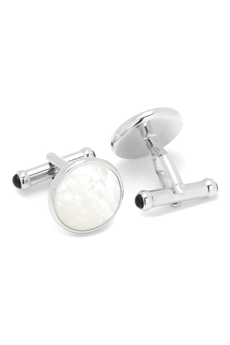 Mosaic Mother-of-Pearl Cuff Links, Alternate, color, WHITE