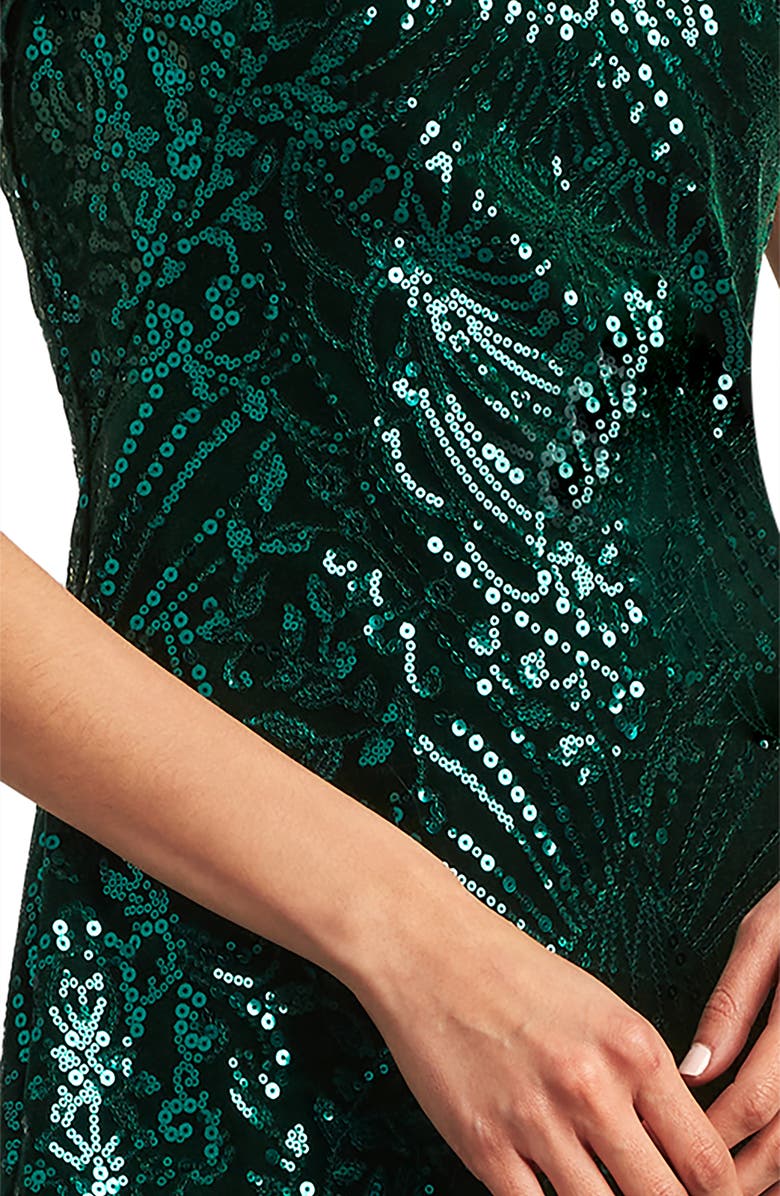 Tadashi Shoji Sequin Rosette Sleeve Sheath Cocktail Dress, Alternate, color,