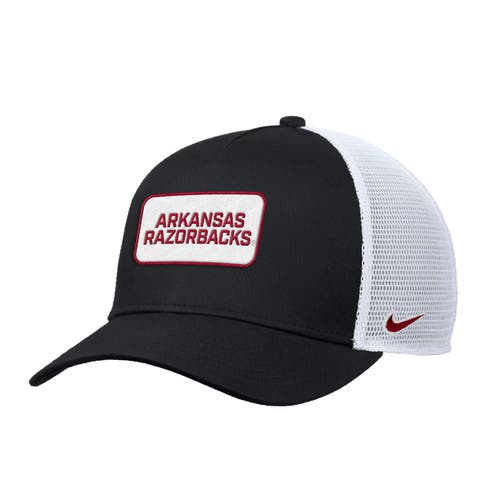 Men's Nike Black Arkansas Razorbacks 2025 On-Field Rise Trucker Performance Adjustable Hat