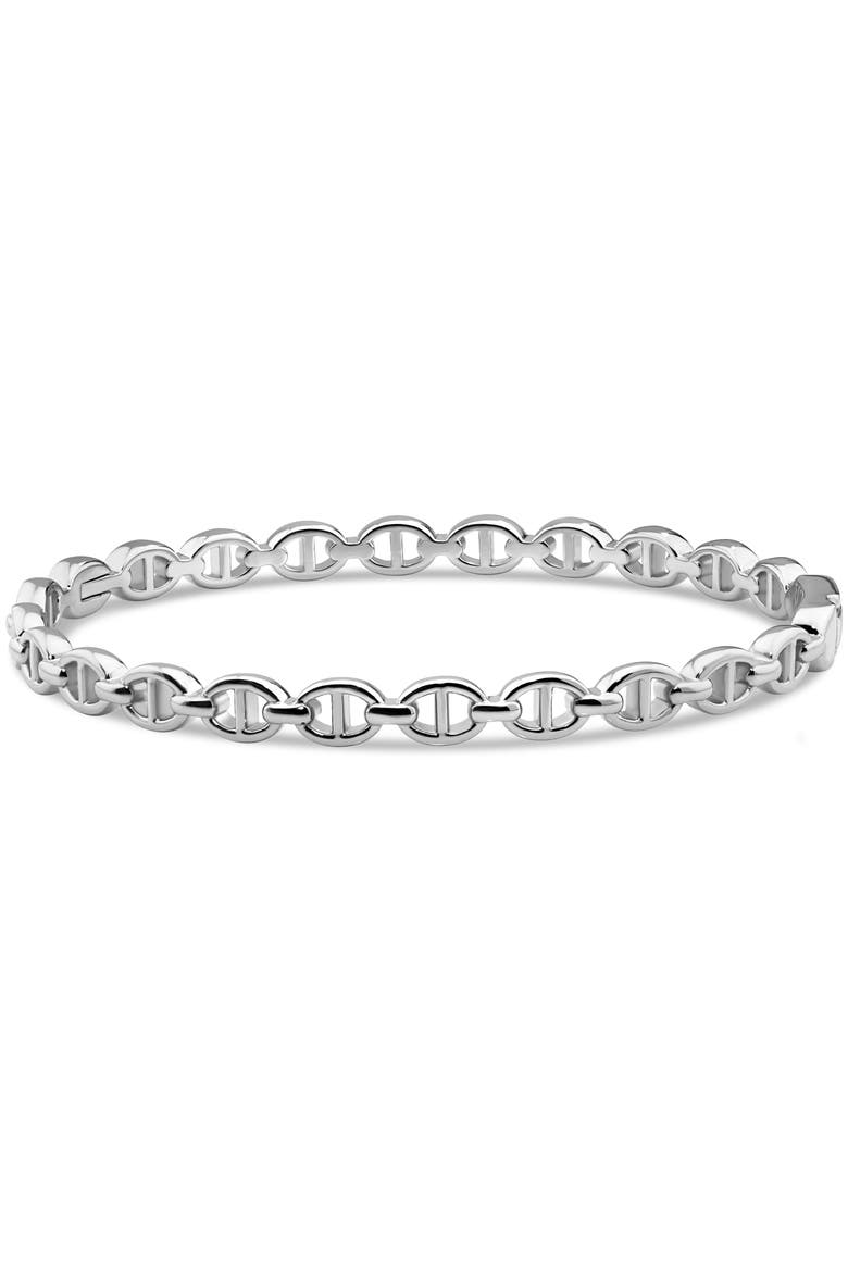 Mariner Anchor Bangle Bracelet in Rhodium Plated Sterling Silver, Main, color, Silver