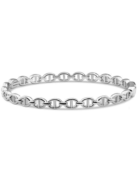 Mariner Anchor Bangle Bracelet in Rhodium Plated Sterling Silver