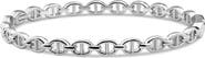 DEVATA Mariner Anchor Bangle Bracelet in Rhodium Plated Sterling Silver